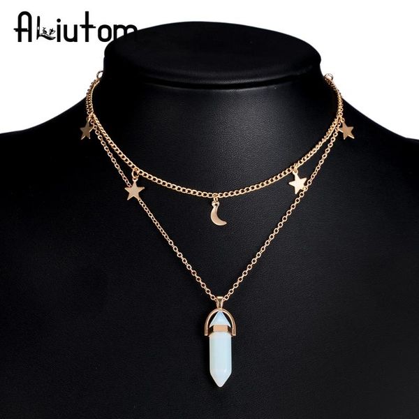 aliutom 8 colors big stone moon & star pendant tattoo choker necklace for women geometric bohemian necklaces chain boho jewelry, Silver
aliutom 8 colors big stone moon & star pendant tattoo choker necklace for women geometric bohemian necklaces chain boho jewelry, Silver