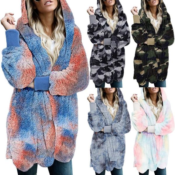 women's faux-fur shaggy winter coat long sleeve open front outwear hooded jacket winter fashion padded ladies plush jacket, Black;brown 
women's faux-fur shaggy winter coat long sleeve open front outwear hooded jacket winter fashion padded ladies plush jacket, Black;brown