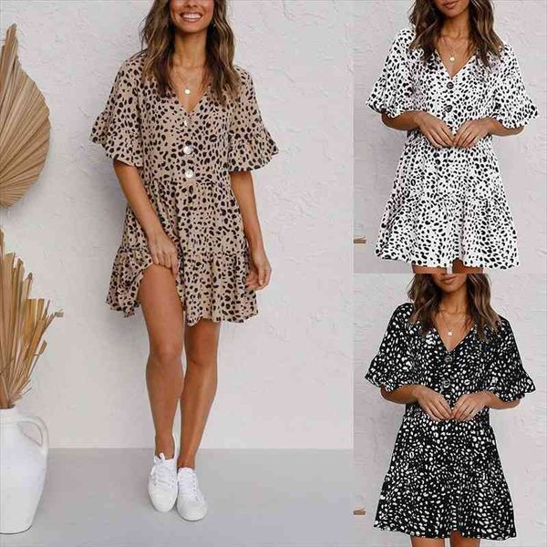 womens dot printing mini dress casual half ruffles sleeve v-neck button down loose fitting wild summer dress for vacation, Black;gray
womens dot printing mini dress casual half ruffles sleeve v-neck button down loose fitting wild summer dress for vacation, Black;gray