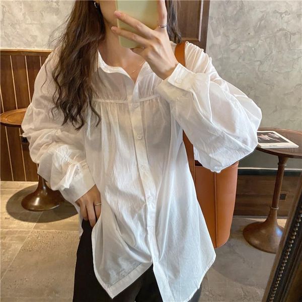 alien kitty korean sunscreen light 2021 pleated new vintage long sleeve shirt women loose blouse women blusas mujer, White
alien kitty korean sunscreen light 2021 pleated new vintage long sleeve shirt women loose blouse women blusas mujer, White