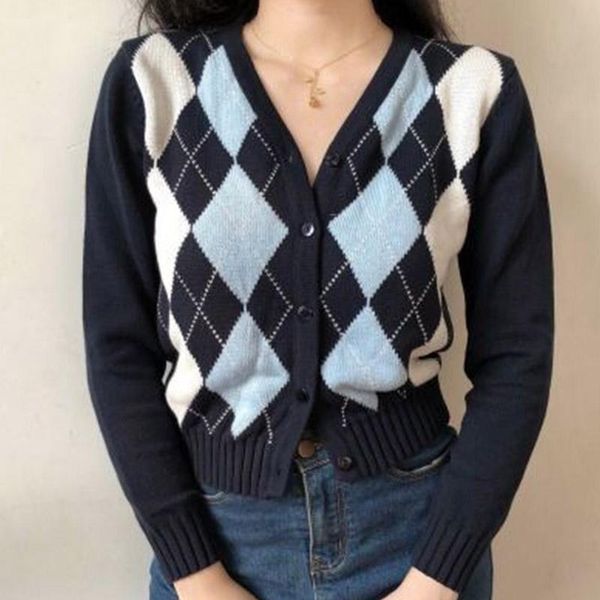 zoki argyle women cardigan vintage autumn knit short sweater long sleeve england fashion casual female outwear dropshipping, White
zoki argyle women cardigan vintage autumn knit short sweater long sleeve england fashion casual female outwear dropshipping, White