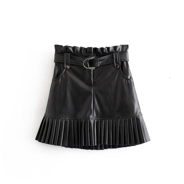 women fashion pu leather hem pleated ruffles patchwork mini skirt faldas mujer ladies high waist pockets vestidos casual sashes skirts, Black
women fashion pu leather hem pleated ruffles patchwork mini skirt faldas mujer ladies high waist pockets vestidos casual sashes skirts, Black