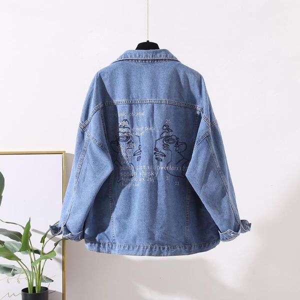 spring autumn korean embroidery denim jacket women new long sleeve clothes vintage letter jeans jacket harajuku basic coat h2451, Black;brown
spring autumn korean embroidery denim jacket women new long sleeve clothes vintage letter jeans jacket harajuku basic coat h2451, Black;brown