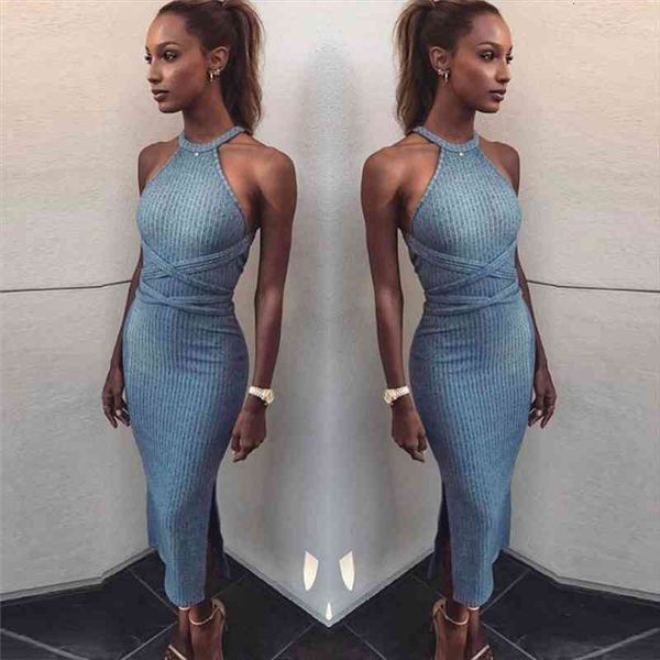summer sheath dress women clothes party halter neck sleeveless slit mid-calf dresses slim backless bandage grey vestidos, Black;gray
summer sheath dress women clothes party halter neck sleeveless slit mid-calf dresses slim backless bandage grey vestidos, Black;gray