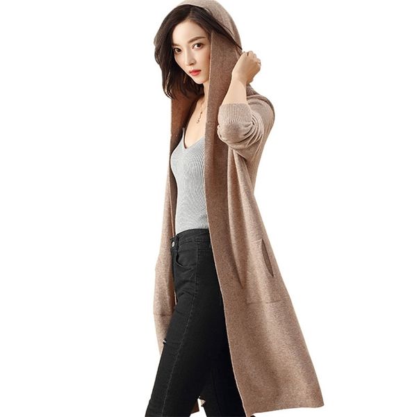 autumn winter thin hooded cashmere sweater women long knitted cardigan long sleeve split pocket loose elegant outerwear casual 201128, White;black
autumn winter thin hooded cashmere sweater women long knitted cardigan long sleeve split pocket loose elegant outerwear casual 201128, White;black