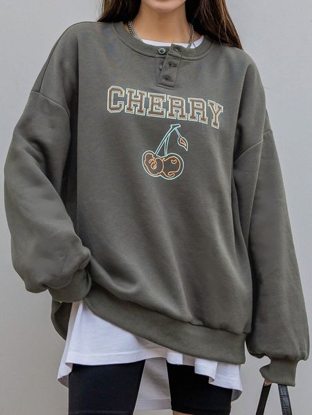 dazy letter & cherry print drop shoulder thermal pullover without tee 38u4#, White;black
dazy letter & cherry print drop shoulder thermal pullover without tee 38u4#, White;black