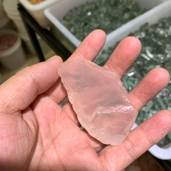 natural pink crystal stone, rose crystal stone, rose crystal., Black