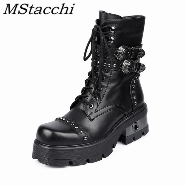 mstacchi women rivet cross tied leather belt metal decoration boots punk madam platform pointed toe sewing zipper boots, Black
mstacchi women rivet cross tied leather belt metal decoration boots punk madam platform pointed toe sewing zipper boots, Black