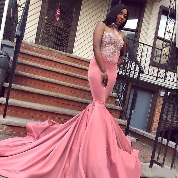 black girls lace mermaid prom dresses with appliuqes high neck court train satin formal evening party sweet 16 gown, Black;red
black girls lace mermaid prom dresses with appliuqes high neck court train satin formal evening party sweet 16 gown, Black;red