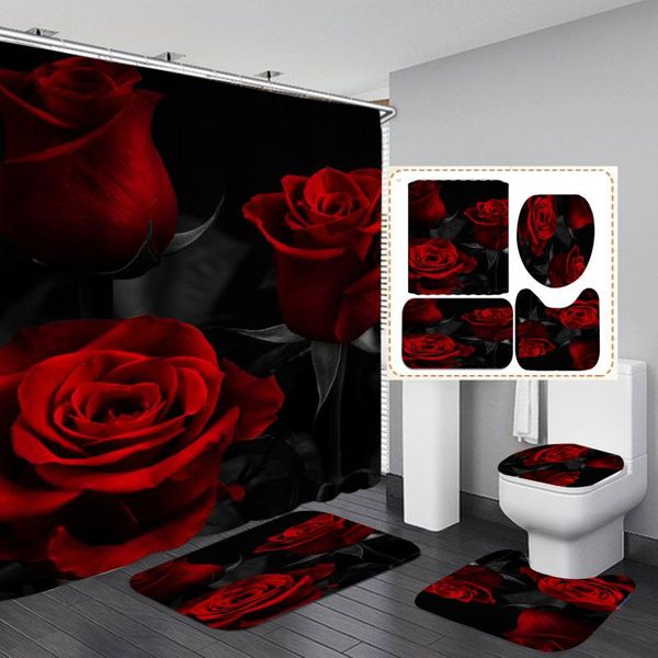 2021 hot sale home bathroom decor valentine shower curtains transparent rose pattern curtains with toilet 3pcs anti-slip rugs
2021 hot sale home bathroom decor valentine shower curtains transparent rose pattern curtains with toilet 3pcs anti-slip rugs