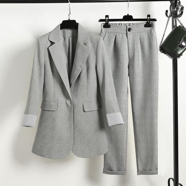 business wear women's suit pants two-piece temperament long sleeve plaid ladies jacket casual trousers office suit1, White
business wear women's suit pants two-piece temperament long sleeve plaid ladies jacket casual trousers office suit1, White