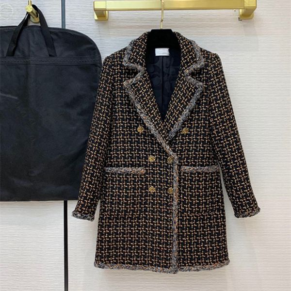 european and american women's wear 2020 winter new style long-sleeved suit with double breasted collar fashionable tweed coat, Black
european and american women's wear 2020 winter new style long-sleeved suit with double breasted collar fashionable tweed coat, Black