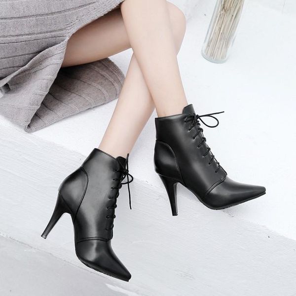 big size 11 12 13 14 15 europeans and americans breeze simple pointed slim high heel front lace boots, Black
big size 11 12 13 14 15 europeans and americans breeze simple pointed slim high heel front lace boots, Black