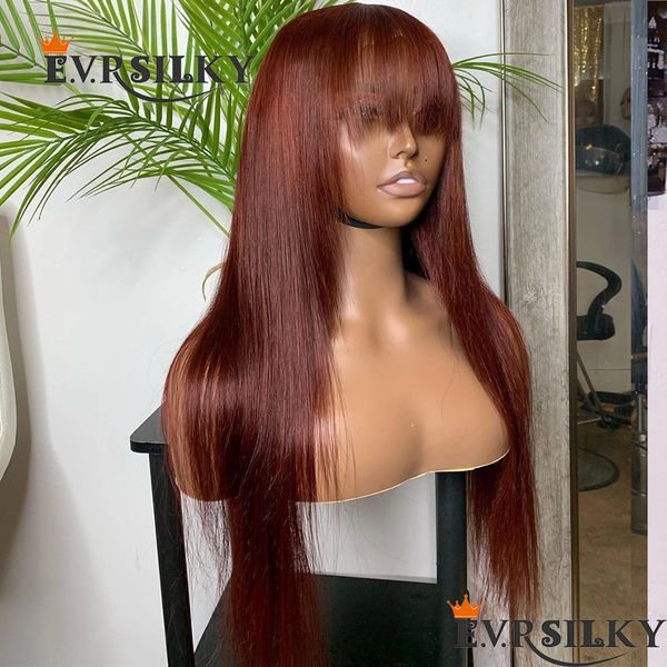 fringe burgundy red 30inch glueless full machine made wig 200density bone straight remy mongolia human hair wigs with bangs, Black
fringe burgundy red 30inch glueless full machine made wig 200density bone straight remy mongolia human hair wigs with bangs, Black