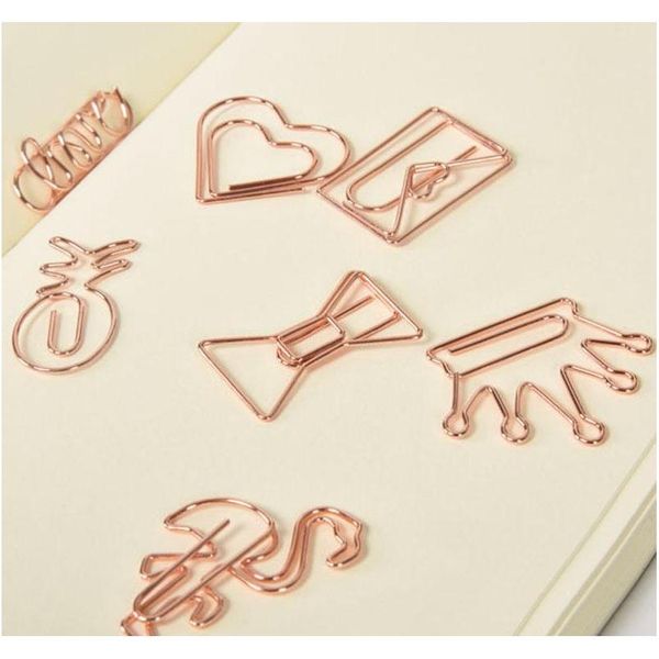 Rose Gold Crown Flamingo Paper Clips Creative Metal Paper Clips Bookmark Memo Planner Clips School Office Station Jllilp Home003