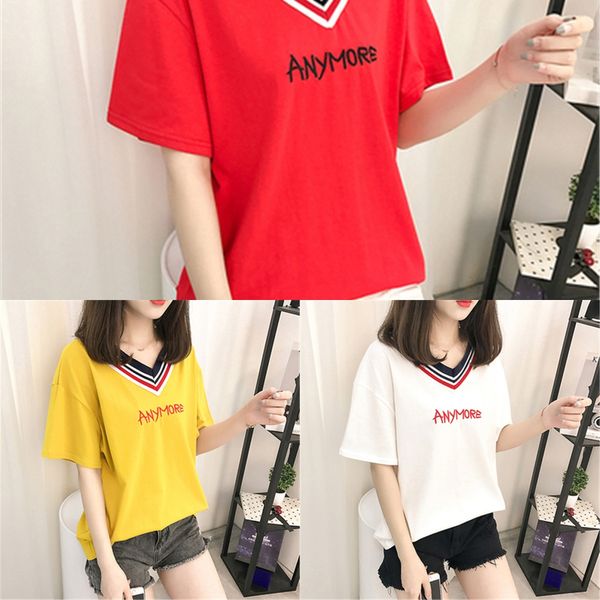 korean women's pure cotton short t-shirt embroidery sleeve t-shirt women's letter embroidery loose v-neck bottoming fashion jsccp, White
korean women's pure cotton short t-shirt embroidery sleeve t-shirt women's letter embroidery loose v-neck bottoming fashion jsccp, White