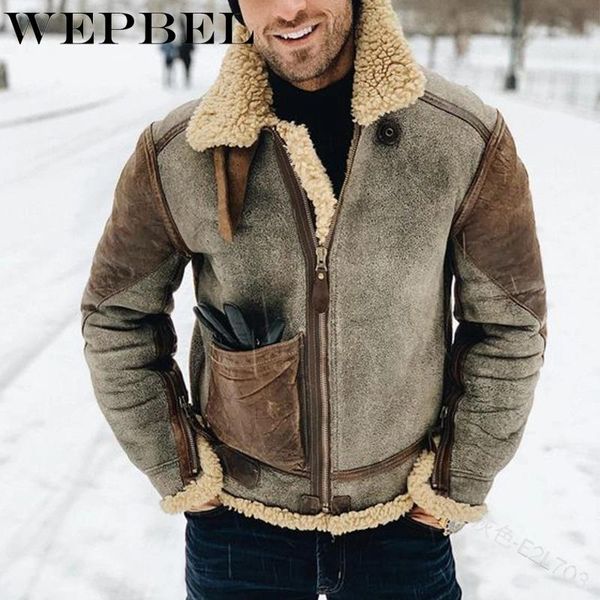wepbel winter fashion patchwork suede coat men's casual long sleeve zipper turn-down collar plush warm pocket thick coat, Black
wepbel winter fashion patchwork suede coat men's casual long sleeve zipper turn-down collar plush warm pocket thick coat, Black
