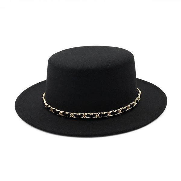 new european us women wool boater flat hat wide brim felt fedora hat with chain ladies feltro bowler gambler hat, Blue;gray
new european us women wool boater flat hat wide brim felt fedora hat with chain ladies feltro bowler gambler hat, Blue;gray