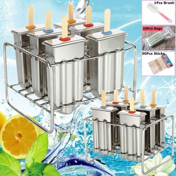 ice cream making machine 6 mould stainless steel molds lolly popsicle holder + 50pcs sticks reusable diy makers parts kit set1
ice cream making machine 6 mould stainless steel molds lolly popsicle holder + 50pcs sticks reusable diy makers parts kit set1