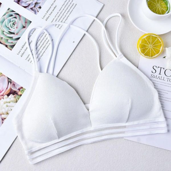 french triangle cup thin shoulder strap beauty back tube solid color thread anti-exposure sweet sports camisol*1, Black;white
french triangle cup thin shoulder strap beauty back tube solid color thread anti-exposure sweet sports camisol*1, Black;white