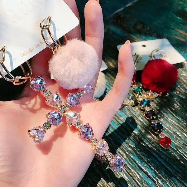 dangle & chandelier korean trendy colorful heart crystal cross earrings for women fur ball cute fashion asymmetric accessories, Silver
dangle & chandelier korean trendy colorful heart crystal cross earrings for women fur ball cute fashion asymmetric accessories, Silver