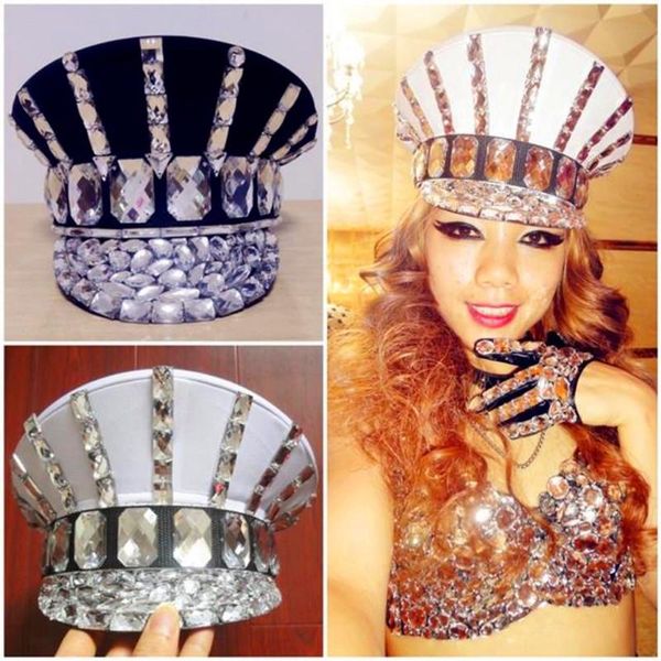 ds costume bling baby hats sparkling diamond rhinestone black white performance cap roupa feminina dj dance costume dj 2020, Black;red
ds costume bling baby hats sparkling diamond rhinestone black white performance cap roupa feminina dj dance costume dj 2020, Black;red