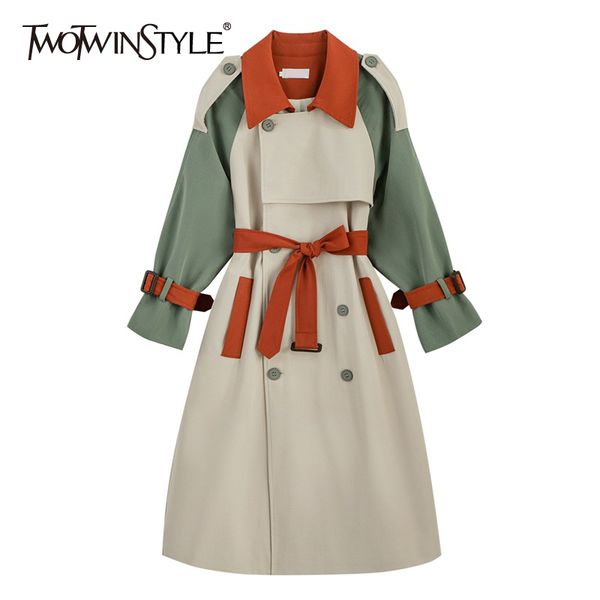 twotwinstyle vintage patchwork windbreaker for women lapel long sleeve high waist with sashes lace up bowknot coat female fall 1026, Tan;black
twotwinstyle vintage patchwork windbreaker for women lapel long sleeve high waist with sashes lace up bowknot coat female fall 1026, Tan;black