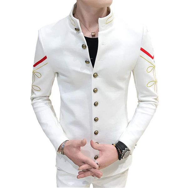 gold button men blazer single breasted stand collar embroidery coat slim fit fashion outerwear male, 4 colors choose jaqueta, White;black
gold button men blazer single breasted stand collar embroidery coat slim fit fashion outerwear male, 4 colors choose jaqueta, White;black