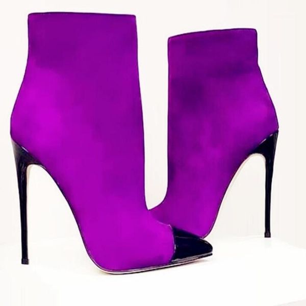 boots selling black pointed toe ankle purple red suede patchwork stiletto heels dress shoes zipper short boot dorp ship1
boots selling black pointed toe ankle purple red suede patchwork stiletto heels dress shoes zipper short boot dorp ship1