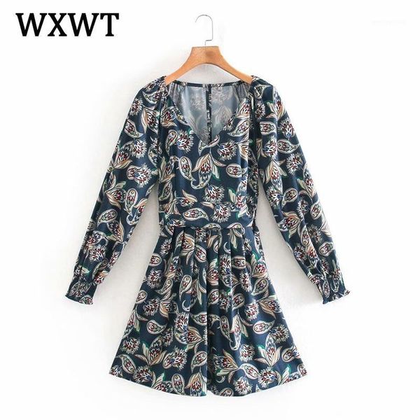wxwt women chic sashes collect waist slim print dress ladies v neck long sleeve vintage a-line dress vestidos ldsd98251, Black;gray
wxwt women chic sashes collect waist slim print dress ladies v neck long sleeve vintage a-line dress vestidos ldsd98251, Black;gray