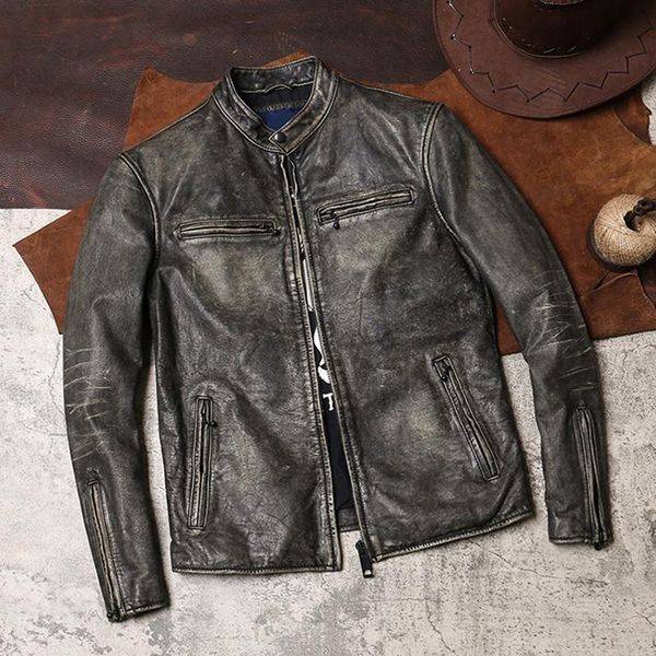 men's leather & faux 2021 vintage grey men slim fit biker's jacket plus size xxxl genuine cowhide autumn short motorcycle coat, Black
men's leather & faux 2021 vintage grey men slim fit biker's jacket plus size xxxl genuine cowhide autumn short motorcycle coat, Black