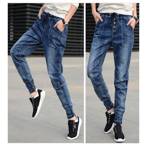 autumn new long plus fertilizer plus xl ladies harem pants stitching jeans feet pants trousers pants 26-40, Blue
autumn new long plus fertilizer plus xl ladies harem pants stitching jeans feet pants trousers pants 26-40, Blue