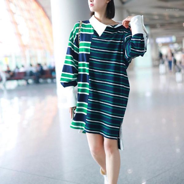 fashion tide autumn new casual fashion women loose plus striped stitching long sleeve dress tc7211, Black;gray
fashion tide autumn new casual fashion women loose plus striped stitching long sleeve dress tc7211, Black;gray