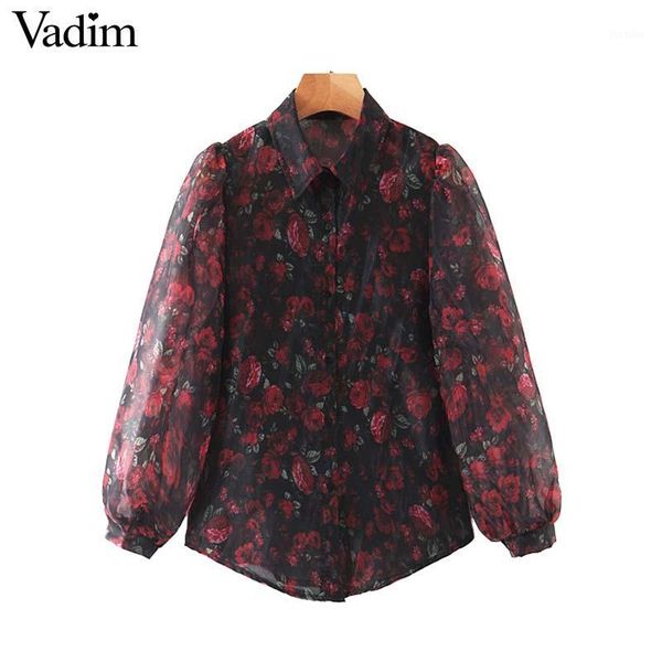 vadim women sweet floral pattern organza blouse lantern sleeve turn down collar shirt female vintage casual blusas lb5511, White
vadim women sweet floral pattern organza blouse lantern sleeve turn down collar shirt female vintage casual blusas lb5511, White