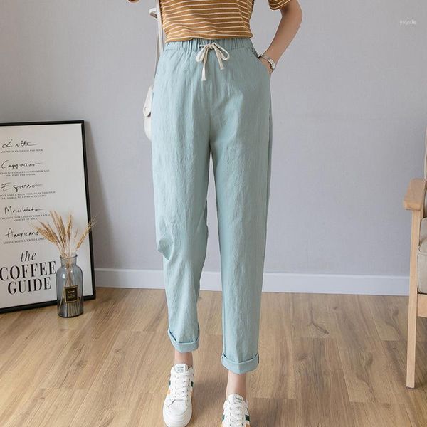 2019 women pant casual spring autumn plus size long trousers solid elastic waist cotton linen pants ankle length haren pants1, Black;white
2019 women pant casual spring autumn plus size long trousers solid elastic waist cotton linen pants ankle length haren pants1, Black;white