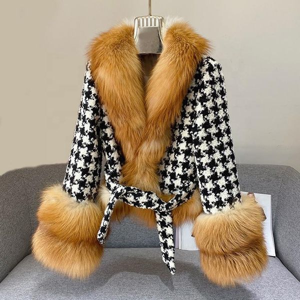 women's wool & blends 2021 trendy luxury winter ladies outfit woollen coat fur collar and sleeve women clothing real jacket, Black
women's wool & blends 2021 trendy luxury winter ladies outfit woollen coat fur collar and sleeve women clothing real jacket, Black