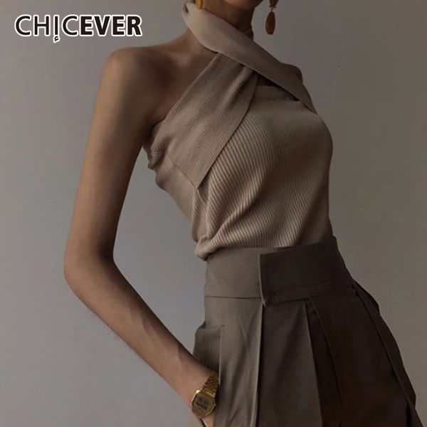 chicever solid sleeveless women sweater halter off shoulder slim knitted female fashion summer new clothes y201128, White;black
chicever solid sleeveless women sweater halter off shoulder slim knitted female fashion summer new clothes y201128, White;black