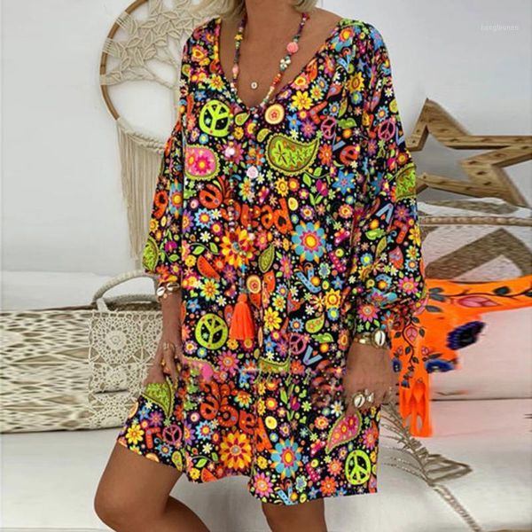 women's dress casual loose print long sleeve v-neck fashion bohemian polyester dress1, Black;gray
women's dress casual loose print long sleeve v-neck fashion bohemian polyester dress1, Black;gray
