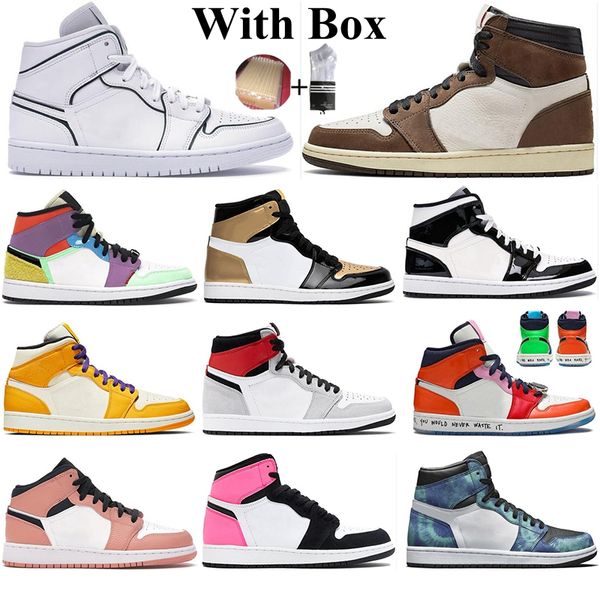 with box 2021 jumpman 1 1s basketball shoes men high og obsidian fearless shdaow lightweight mens trainers outdoor sports sneakers 36-46, White;red
with box 2021 jumpman 1 1s basketball shoes men high og obsidian fearless shdaow lightweight mens trainers outdoor sports sneakers 36-46, White;red