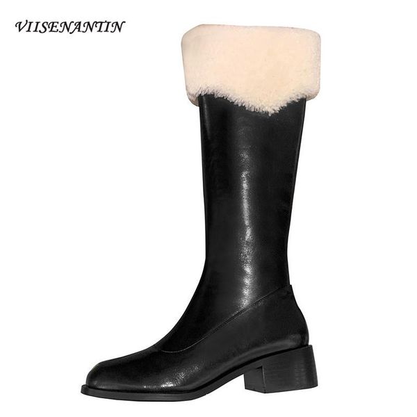 boots autumn winter korean style wild round toe thick heel knee-length horse oil leather high plush mid women, Black
boots autumn winter korean style wild round toe thick heel knee-length horse oil leather high plush mid women, Black