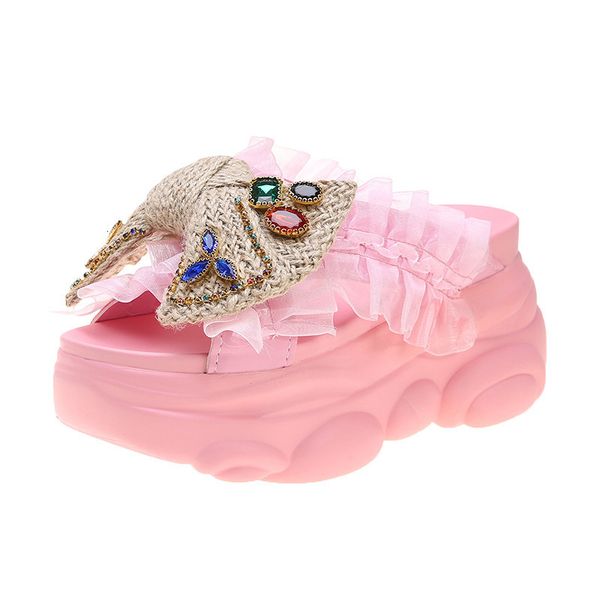 2021 new summer female slippers nine inches high heels sweet crystal-knot butterfly girl chunky beach sandals c58f, Black
2021 new summer female slippers nine inches high heels sweet crystal-knot butterfly girl chunky beach sandals c58f, Black