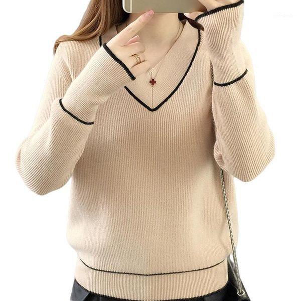 2018 autumn womens cute elegant v neck loose casual knit sweater pullover long sleeve spring sweater sueter mujer cm6231, White;black
2018 autumn womens cute elegant v neck loose casual knit sweater pullover long sleeve spring sweater sueter mujer cm6231, White;black
