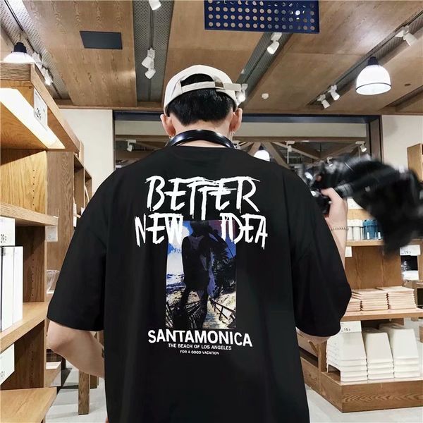 2019 new summer short men's round neck loose half sleeve student t-shirt, White;black
2019 new summer short men's round neck loose half sleeve student t-shirt, White;black