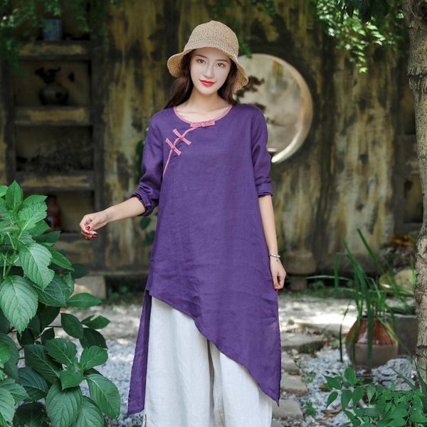 2020 autumn new literature and art medium t- shirtlong loose casual irregular linen t-shirt with long sleeves and twill shirt for women bijx, White
2020 autumn new literature and art medium t- shirtlong loose casual irregular linen t-shirt with long sleeves and twill shirt for women bijx, White