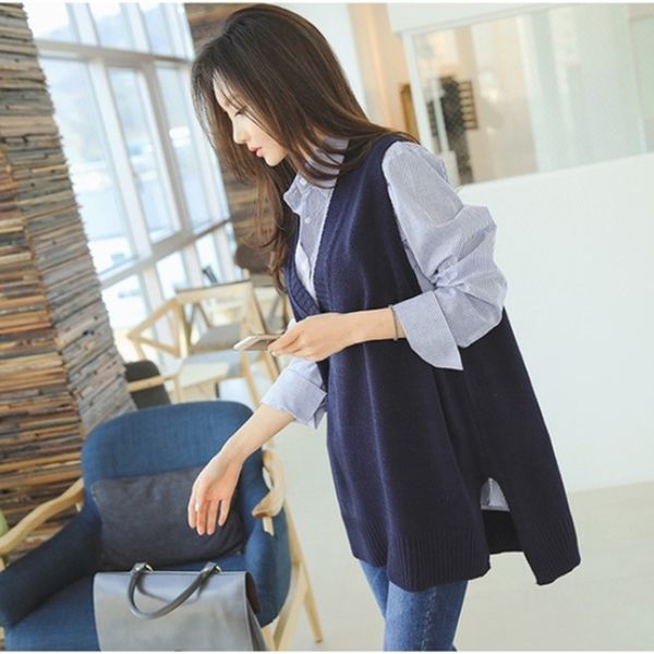 korean sleeveless knitted vest women gilet spring autumn cashmere sweater v neck pullovers split casual loose dress female, White;black
korean sleeveless knitted vest women gilet spring autumn cashmere sweater v neck pullovers split casual loose dress female, White;black