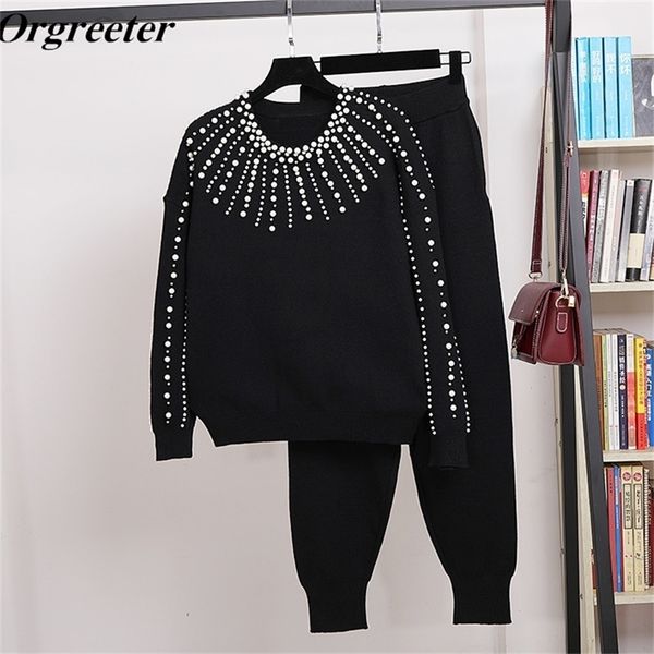autumn winter sweaters suits beading diamond knitted pullover + pants 2 piece sets tracksuits women's clothing y201128, White
autumn winter sweaters suits beading diamond knitted pullover + pants 2 piece sets tracksuits women's clothing y201128, White