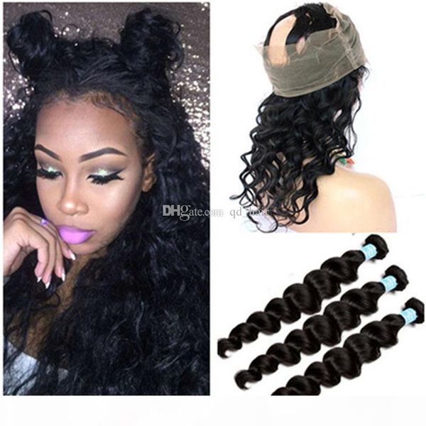 loose deep wave 360 full lace frontal closure with bundles 3pcs brazilian human hair weaves with 360 band lace closure pre plucked, Black
loose deep wave 360 full lace frontal closure with bundles 3pcs brazilian human hair weaves with 360 band lace closure pre plucked, Black