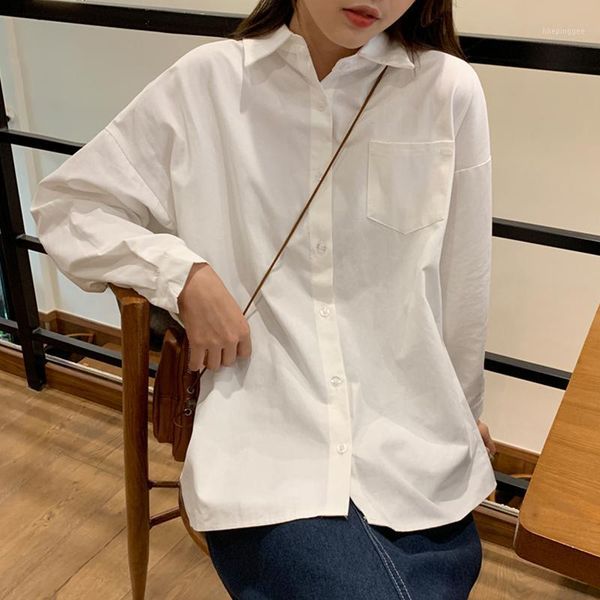 women's blouses & shirts women long sleeve white shirt 2021 feminine blouse loose casual turn-down collar style button up female blusas
women's blouses & shirts women long sleeve white shirt 2021 feminine blouse loose casual turn-down collar style button up female blusas