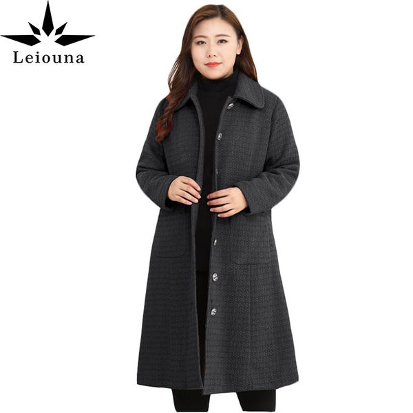 leiouna long solid plus size winter women's wool coat medium long woolen coat female autumn fashion fat mm woolen overcoats lj201128, Black
leiouna long solid plus size winter women's wool coat medium long woolen coat female autumn fashion fat mm woolen overcoats lj201128, Black