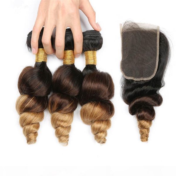 #1b 4 27 honey blonde ombre brazilian human hair bundles deals with lace closure 4x4 loose wave wavy 3tone virgin hair weave extensions, Black;brown
#1b 4 27 honey blonde ombre brazilian human hair bundles deals with lace closure 4x4 loose wave wavy 3tone virgin hair weave extensions, Black;brown